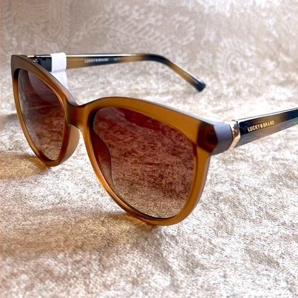 Brand New Lucky Brand Matte Brown Tortoise Round Cat Eye Sunglasses - Picture 14 of 15